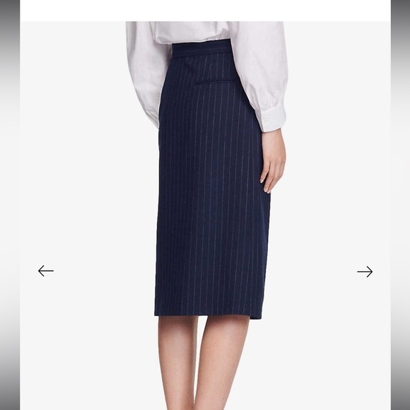 SANDRO Deluca Front Zip-Fastening Midi Skirt - Blue for Women NWOT size 4 - Picture 4 of 10